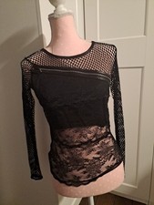 Sexy Damen Shirt Bluse Gr.S Schwarz  Spitze Netz 