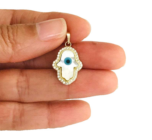 Massiver 10k gelbgold hamsa - 10k, 1"