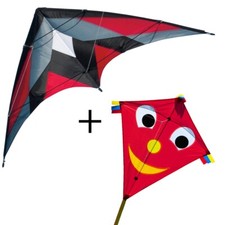 CIM Drachenset Lenkdrachen Happy Eddy Red Flugdrachen Drachenfliegen inkl Schnur