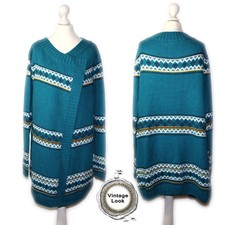 CRASH ONE Vintage Norweger Strickjacke Strickmantel Türkis NEU Gr.38 40 170 176 