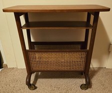 Beistelltisch, Zeitungstisch, Mid-Century, Dänisch, Teak, Rattan, 60er, Vintage 