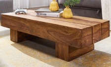 WOHNLING Sheesham Couchtisch LUCCA 120 x 45 x 30 cm Massivholz Wohnzimmertisch