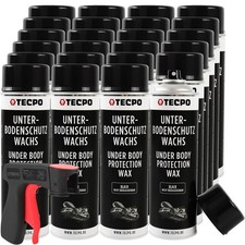 24x TECPO UNTERBODENSCHUTZ SPRAY 500ml WACHS SCHWARZ STEINSCHLAGSCHUTZ + SPRÜHER