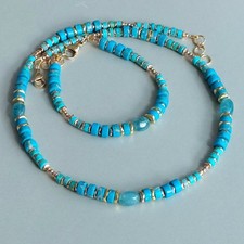 ✨balirena HALSKETTE+ARMBAND TURMALIN BLAU JASPIS Scheiben türkis HÄMATIT