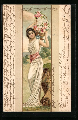 Ansichtskarte frau kleid - frau,