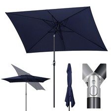 200 × 300 cm Aluminum Sonnenschirm Marktschirm für Balkon Terrasse Dunkelblau