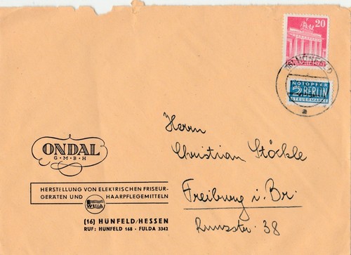 Brief verschickt von hünfeld - von,
