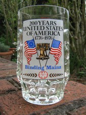 altes Bierglas 0,4 ltr. Binding Bier Glas Krug 200 Jahre USA 1776 - 1976