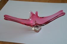 Glasschale / Obstschale / rosa-rot / Murano Stil / 2,8 kg / Vintage