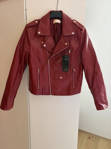 Jacke bordeauxrote bikerjacke - jacke,