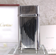 Cartier Gasfeuerzeug Platin Finish Godron mit Etui
