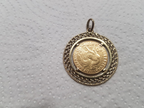 Goldanhänger mit goldmünze - goldanhänger,