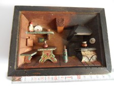 Alter kleiner 3D Schaukasten bayerische Berghütte Alpenraum Holz 1930iger Jahre