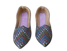 Damenschuhe Leder handgefertigte indische Freizeit-Jutties Mojaries EU 37 US 4.5