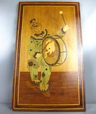 Altes intarsien bild clown mit - intarsien,