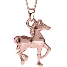 Halskette mit Pferd echt 925 Sterling SIlber Rose-Gold für Mädchen Kinder Damen