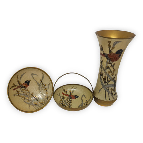 Messing set vase schale - messing,