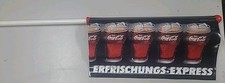 Coca-Cola Fahne Erfrischungs-Express, Kunststoff, ca 40x20 cm, Stab 80cm.