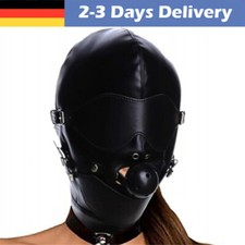 Kopfmaske Kopfgeschirr Ball Mundknebel Bondage Sklave Cosplay Augenbinde Gimp SM