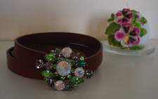 Schumacher Edel Gürtel Gr. M Braun mit Swarovski Steine Echt Leder wie Neu