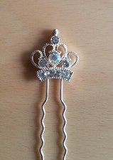 1 Haarnadel Krone 2cm silber Strass  NEU Haarschmuck Brautschmuck Kopfschmuck 
