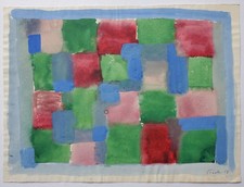 Gemälde Aquarell Seriell Flächen Edvard Frank Nachlass Signiert 1958