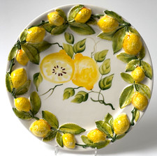 BASSANO KERAMIK Tortenplatte 36 cm  ZITRONE handbemalt MEDITERRANES GESCHIRR
