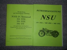 Betriebsanleitung NSU Krafträder 201, 251, 351, 501, 601 OSL
