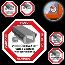 5 Warnaufkleber Achtung Videoüberwacht WENKO Videoüberwachung Video Aufkleber