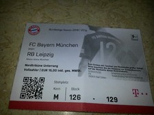 Sammler Ticket FC Bayern München vs RB Leipzig 1. Bundesliga 18/19 FCB Red Bull