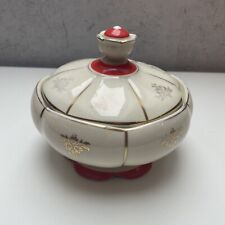 Bonboniere Dose mit Deckel, Farbe creme, gold, rot , Fein Bayreuth Sophienthal