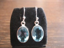 reizvolle Ohrringe Hänger Ohrhänger blautopas aquamarin 925er Silber blau oval