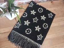 Schal Blumen schwarz beige