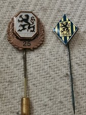 2  Anstecknadel Fußball Ehrennadel Silber 25 J. Mitgliedschaft 1860 München 