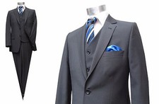 Streifen Herren Anzug 3 teilig Gr.126 Dunkelgrau