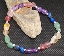 Edelstein Mix Nuggets Perlen Armband - 17,5 cm - Elastisch - Unikat