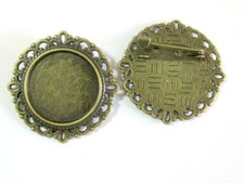 2 x Brosche Cabochon Fassungen