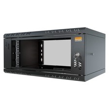 19" Netzwerkschrank Wandverteiler kompakt 4 HE 350 mm Glastür schwarz