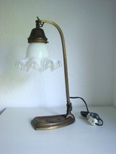 Jugendstil Nachttischleuchte Tischlampe Echt Messing Bronziert Beistell Lampe
