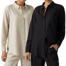 Vero Moda Damen Leinen Bluse Langarm Hemdbluse Blusenshirt Damenbluse VMMymilo