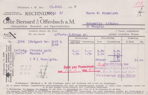 Rechnung bernard offenbach - bernard,
