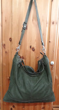 Tasche,Damentasche,Leder,Shopper,Benetton,grün,jägergrün,vintage