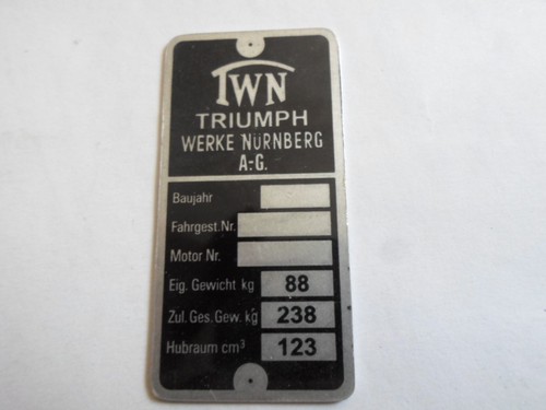 Typenschild schild twn triumph - schild,
