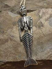 Halskette in Silber Skelett Meerjungfrau voll beweglich schön groß Scull Biker