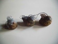 3 kleine niedliche VOGEL-Miniaturen, Setzkastenfiguren, 2,5 cm hoch