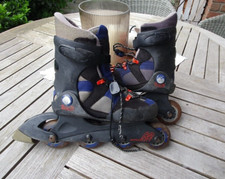 K2 Kinder- Inliner Merlin Gr. 32,5-34,5, blau – silbergrau rot, guter Zustand