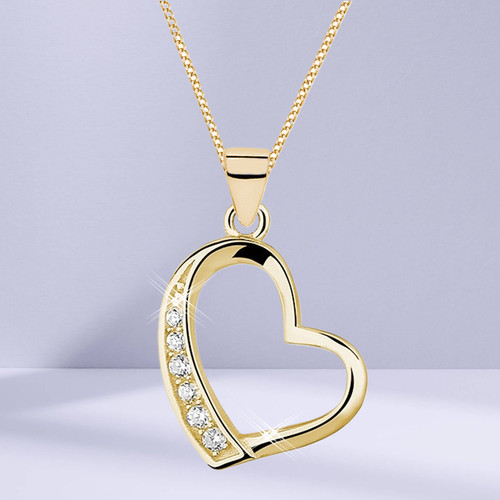 Zirkonia herz kette anhänger - zirkonia,