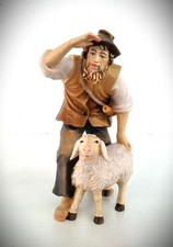 Hirte mit Schaf  aus Massivholz geschnitzt , bemalen passt zu Kostner Krippen