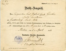 PREUSSEN - BESITZ-ZEUGNIS ZUR