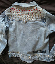 Jeansjacke Damen Bikerstyle  Größe XL mit Strass